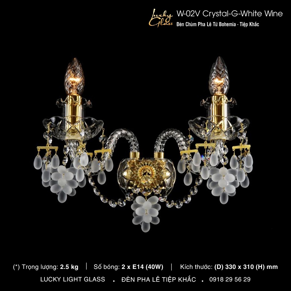 Đèn tường pha lê W-02V Crystal-G-white wine